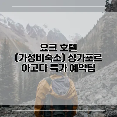 요크 호텔 (가성비숙소) 싱가포르 아고다 특가 예약팁