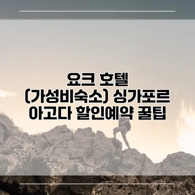 요크 호텔 (가성비숙소) 싱가포르 아고다 할인예약 꿀팁