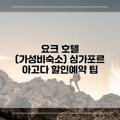 요크 호텔 (가성비숙소) 싱가포르 아고다 할인예약 팁