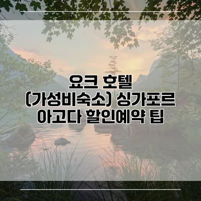 요크 호텔 (가성비숙소) 싱가포르 아고다 할인예약 팁