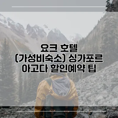 요크 호텔 (가성비숙소) 싱가포르 아고다 할인예약 팁