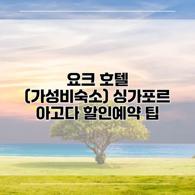 요크 호텔 (가성비숙소) 싱가포르 아고다 할인예약 팁