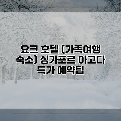 요크 호텔 (가족여행 숙소) 싱가포르 아고다 특가 예약팁
