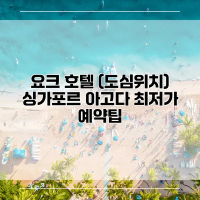 요크 호텔 (도심위치) 싱가포르 아고다 최저가 예약팁