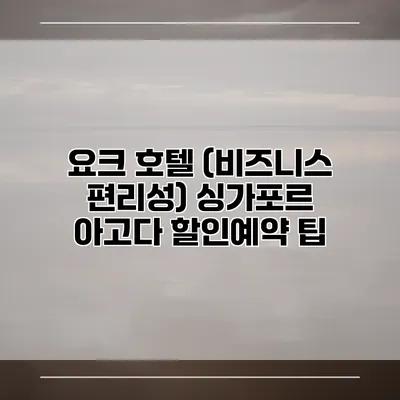 요크 호텔 (비즈니스 편리성) 싱가포르 아고다 할인예약 팁