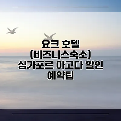 요크 호텔 (비즈니스숙소) 싱가포르 아고다 할인 예약팁