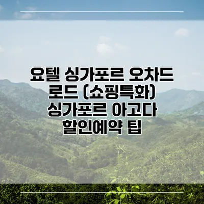 요텔 싱가포르 오차드 로드 (쇼핑특화) 싱가포르 아고다 할인예약 팁