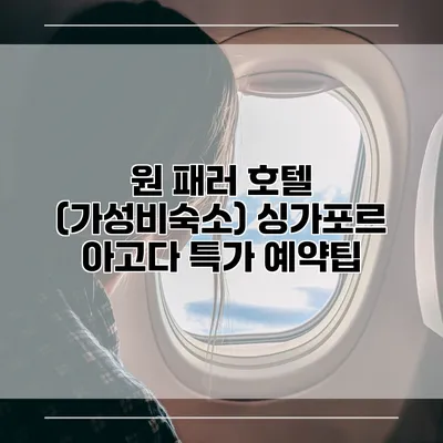 원 패러 호텔 (가성비숙소) 싱가포르 아고다 특가 예약팁