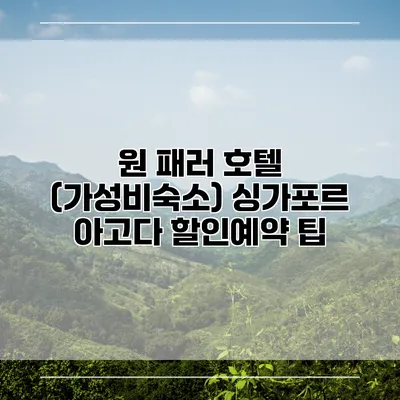 원 패러 호텔 (가성비숙소) 싱가포르 아고다 할인예약 팁