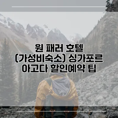 원 패러 호텔 (가성비숙소) 싱가포르 아고다 할인예약 팁