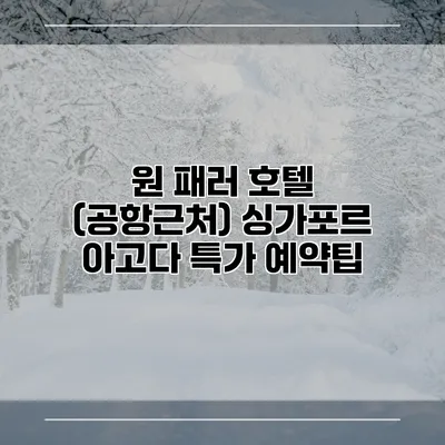 원 패러 호텔 (공항근처) 싱가포르 아고다 특가 예약팁