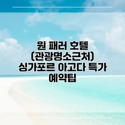원 패러 호텔 (관광명소근처) 싱가포르 아고다 특가 예약팁