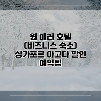 원 패러 호텔 (비즈니스 숙소) 싱가포르 아고다 할인 예약팁
