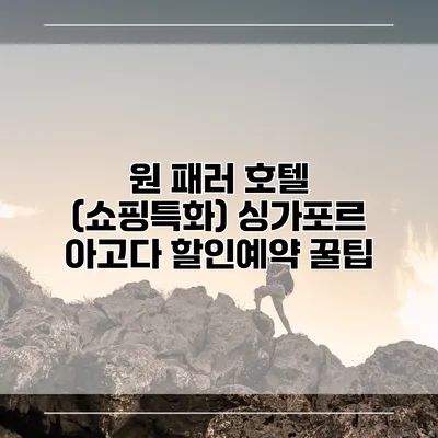 원 패러 호텔 (쇼핑특화) 싱가포르 아고다 할인예약 꿀팁