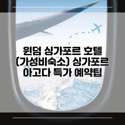 윈덤 싱가포르 호텔 (가성비숙소) 싱가포르 아고다 특가 예약팁