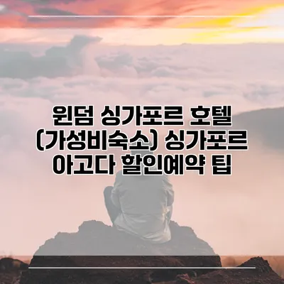 윈덤 싱가포르 호텔 (가성비숙소) 싱가포르 아고다 할인예약 팁