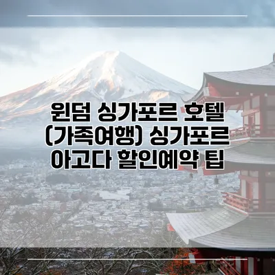 윈덤 싱가포르 호텔 (가족여행) 싱가포르 아고다 할인예약 팁