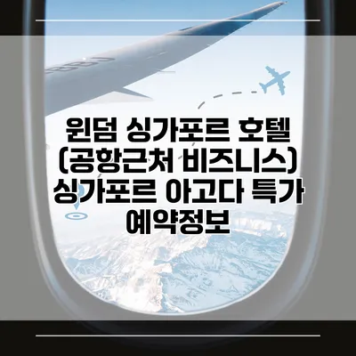 윈덤 싱가포르 호텔 (공항근처 비즈니스) 싱가포르 아고다 특가 예약정보