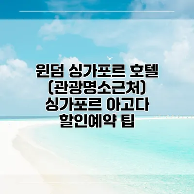윈덤 싱가포르 호텔 (관광명소근처) 싱가포르 아고다 할인예약 팁