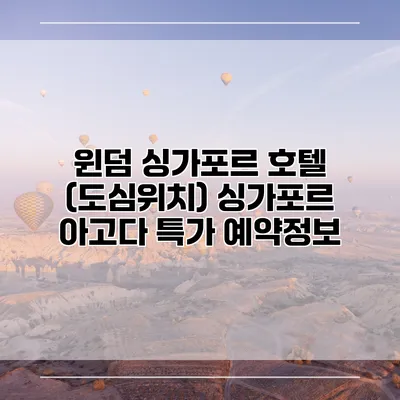 윈덤 싱가포르 호텔 (도심위치) 싱가포르 아고다 특가 예약정보