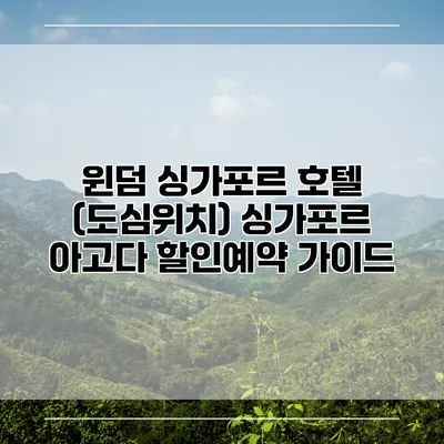 윈덤 싱가포르 호텔 (도심위치) 싱가포르 아고다 할인예약 가이드