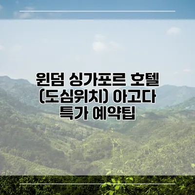 윈덤 싱가포르 호텔 (도심위치) 아고다 특가 예약팁