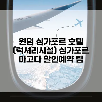 윈덤 싱가포르 호텔 (럭셔리시설) 싱가포르 아고다 할인예약 팁