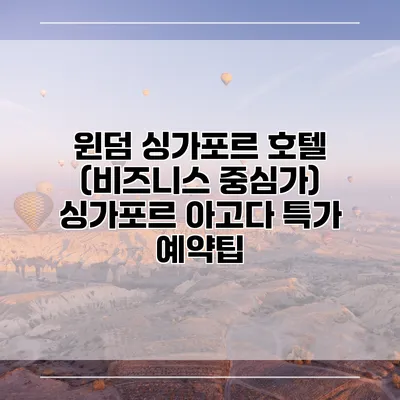 윈덤 싱가포르 호텔 (비즈니스 중심가) 싱가포르 아고다 특가 예약팁