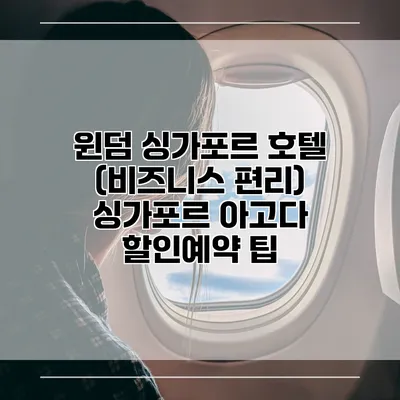 윈덤 싱가포르 호텔 (비즈니스 편리) 싱가포르 아고다 할인예약 팁