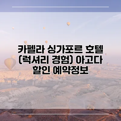 카펠라 싱가포르 호텔 (럭셔리 경험) 아고다 할인 예약정보