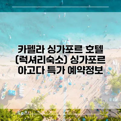 카펠라 싱가포르 호텔 (럭셔리숙소) 싱가포르 아고다 특가 예약정보