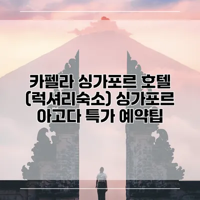 카펠라 싱가포르 호텔 (럭셔리숙소) 싱가포르 아고다 특가 예약팁