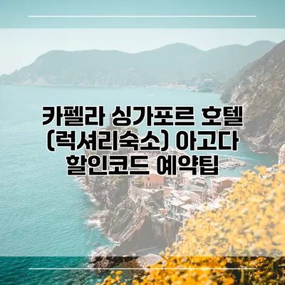 카펠라 싱가포르 호텔 (럭셔리숙소) 아고다 할인코드 예약팁