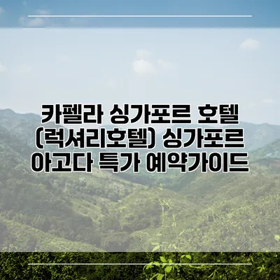 카펠라 싱가포르 호텔 (럭셔리호텔) 싱가포르 아고다 특가 예약가이드