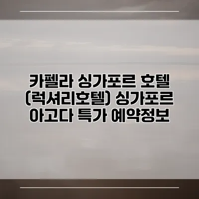 카펠라 싱가포르 호텔 (럭셔리호텔) 싱가포르 아고다 특가 예약정보