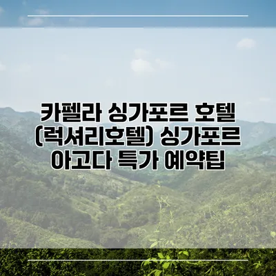 카펠라 싱가포르 호텔 (럭셔리호텔) 싱가포르 아고다 특가 예약팁