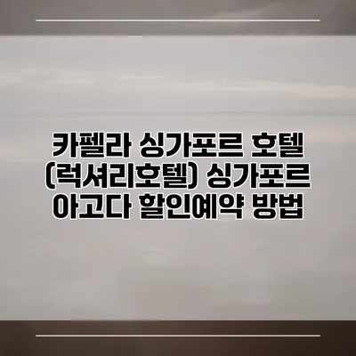 카펠라 싱가포르 호텔 (럭셔리호텔) 싱가포르 아고다 할인예약 방법