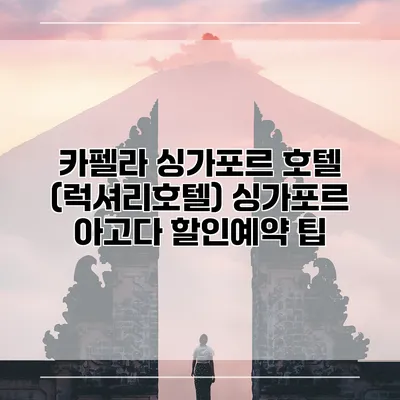 카펠라 싱가포르 호텔 (럭셔리호텔) 싱가포르 아고다 할인예약 팁