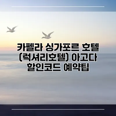 카펠라 싱가포르 호텔 (럭셔리호텔) 아고다 할인코드 예약팁