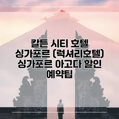 칼튼 시티 호텔 싱가포르 (럭셔리호텔) 싱가포르 아고다 할인 예약팁