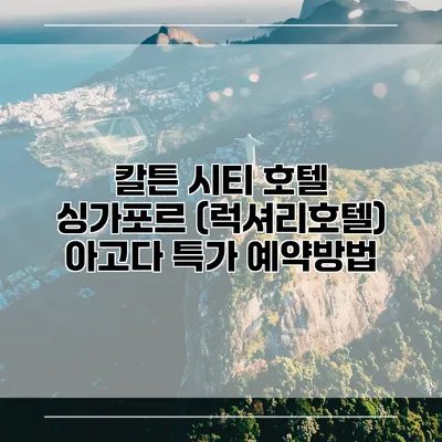 칼튼 시티 호텔 싱가포르 (럭셔리호텔) 아고다 특가 예약방법
