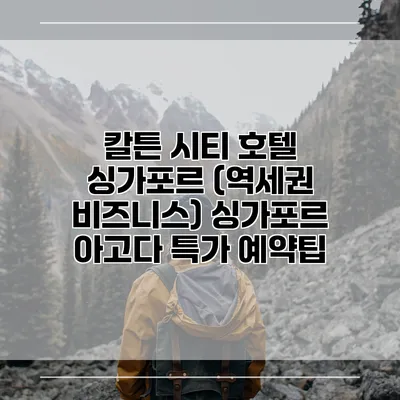 칼튼 시티 호텔 싱가포르 (역세권 비즈니스) 싱가포르 아고다 특가 예약팁