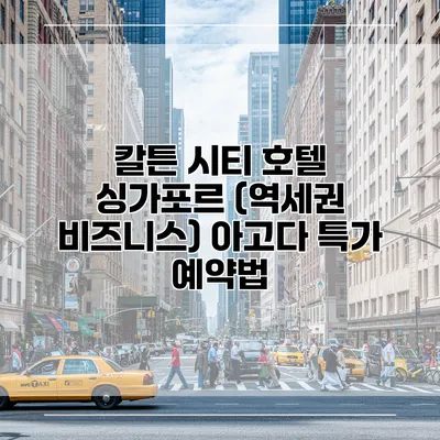 칼튼 시티 호텔 싱가포르 (역세권 비즈니스) 아고다 특가 예약법