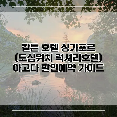 칼튼 호텔 싱가포르 (도심위치 럭셔리호텔) 아고다 할인예약 가이드