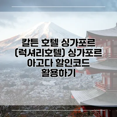 칼튼 호텔 싱가포르 (럭셔리호텔) 싱가포르 아고다 할인코드 활용하기