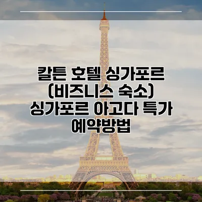 칼튼 호텔 싱가포르 (비즈니스 숙소) 싱가포르 아고다 특가 예약방법