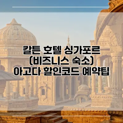 칼튼 호텔 싱가포르 (비즈니스 숙소) 아고다 할인코드 예약팁