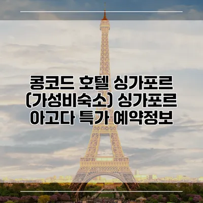 콩코드 호텔 싱가포르 (가성비숙소) 싱가포르 아고다 특가 예약정보