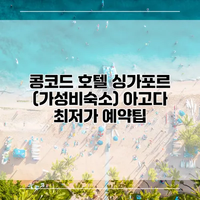 콩코드 호텔 싱가포르 (가성비숙소) 아고다 최저가 예약팁