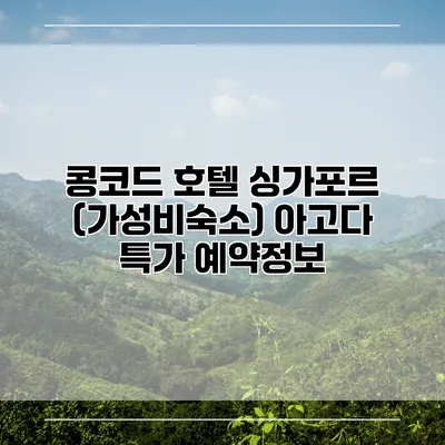 콩코드 호텔 싱가포르 (가성비숙소) 아고다 특가 예약정보